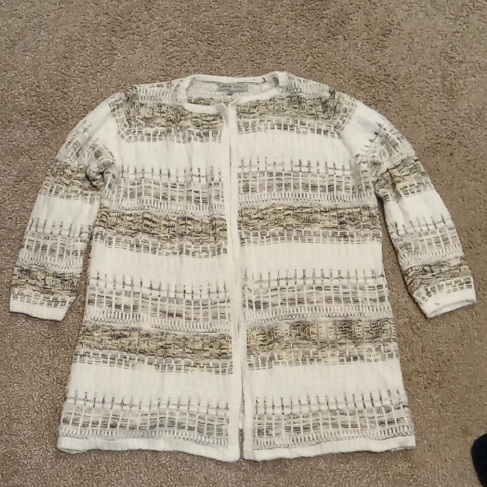 Almost Famous White and Tan Cardigan